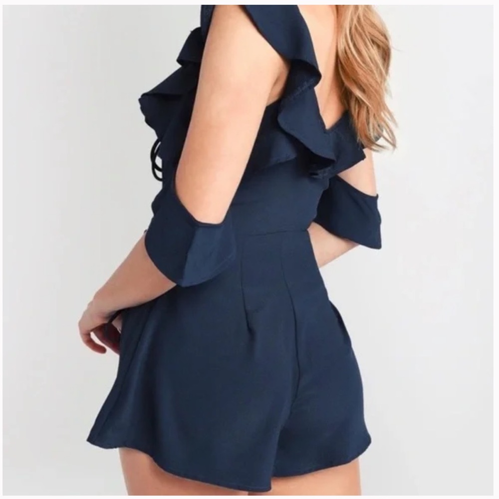 Blue Ruffle Tobi Romper - Picture 3 of 5